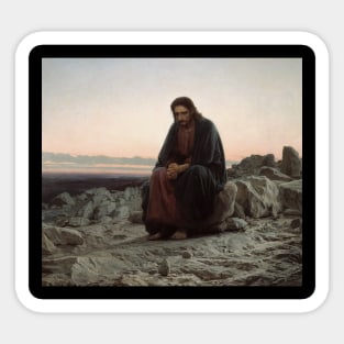 Jesus Christ in the Desert Painting Sticker